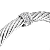 David Yurman Classic Cable Station Bracelet In Sterling Silver With Pavé Diamonds, 7mm