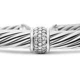 David Yurman Classic Cable Station Bracelet In Sterling Silver With Pavé Diamonds, 7mm