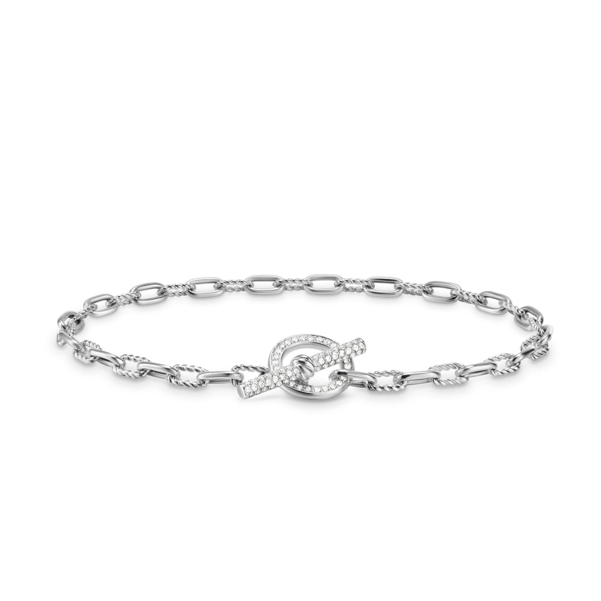 David Yurman DY Madison® Pavé Toggle Chain Bracelet In Sterling Silver With Diamonds, 3mm