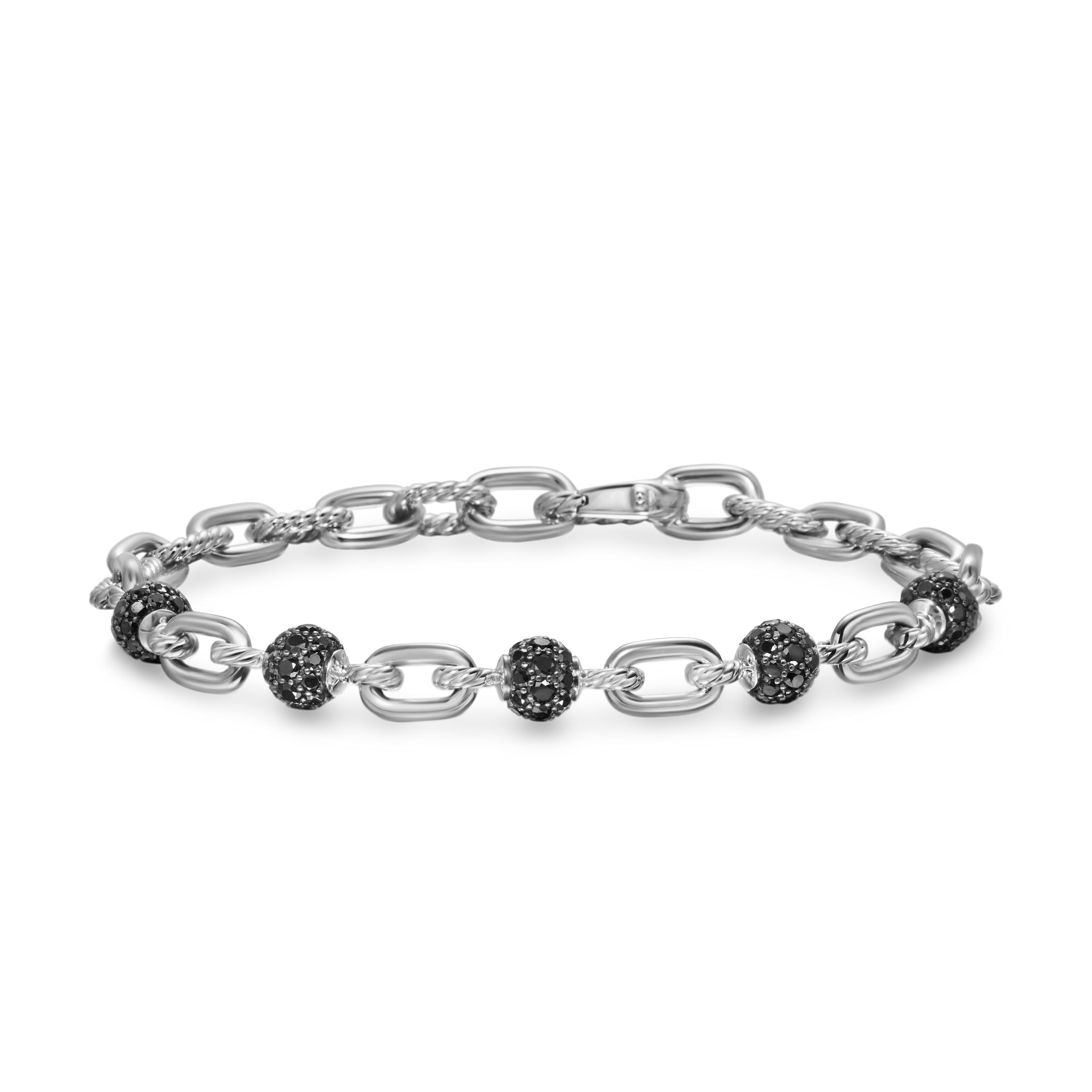 David Yurman DY Madison® Chain Bracelet In Sterling Silver With Black Diamonds, 6mm