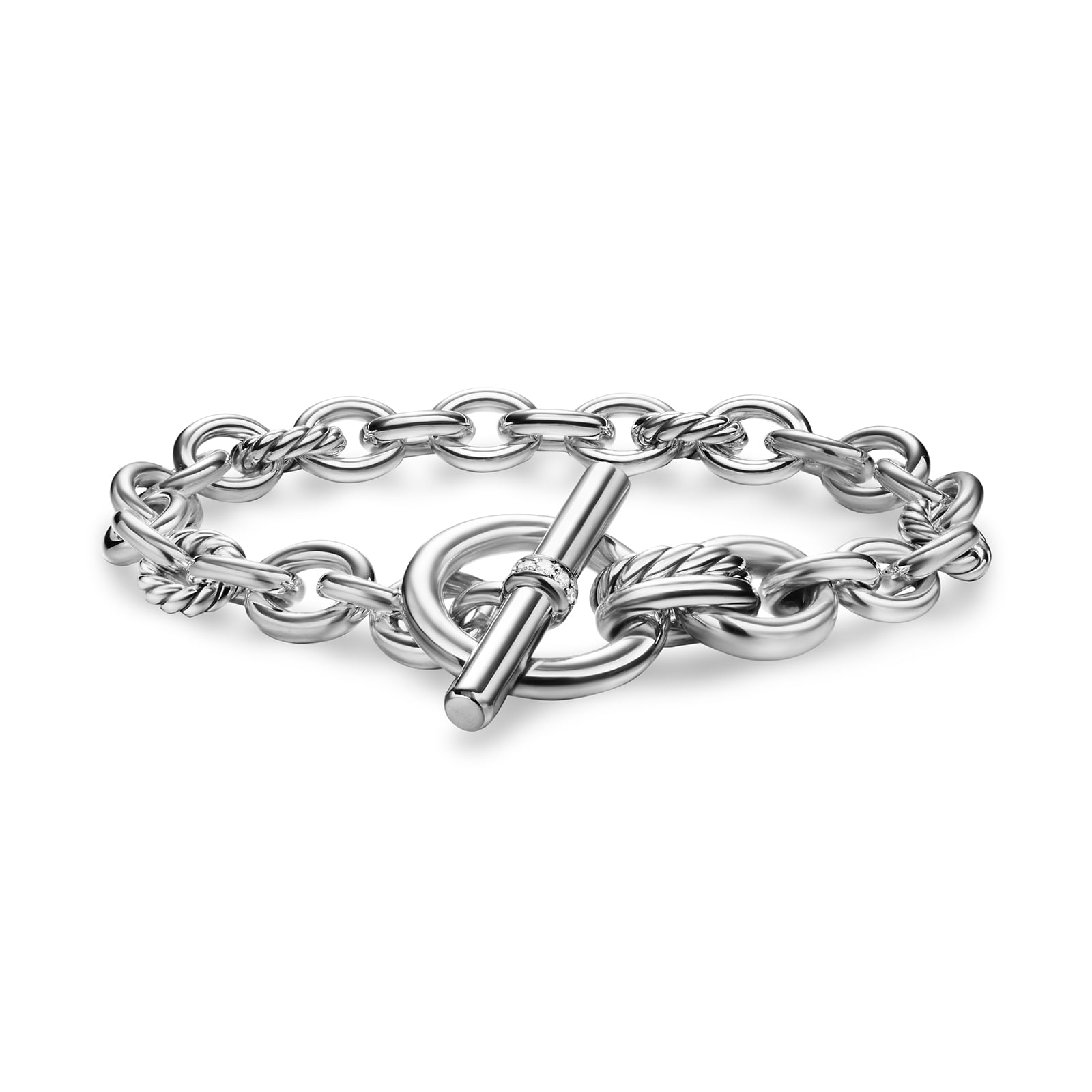 DY Mercer™ Toggle Chain Bracelet In Sterling Silver With Diamonds, 8mm - Size Medium