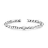 David Yurman The Cable Collection® Cable Flex Centre Station Bracelet In Sterling Silver With Diamonds, 4mm - Size Medium