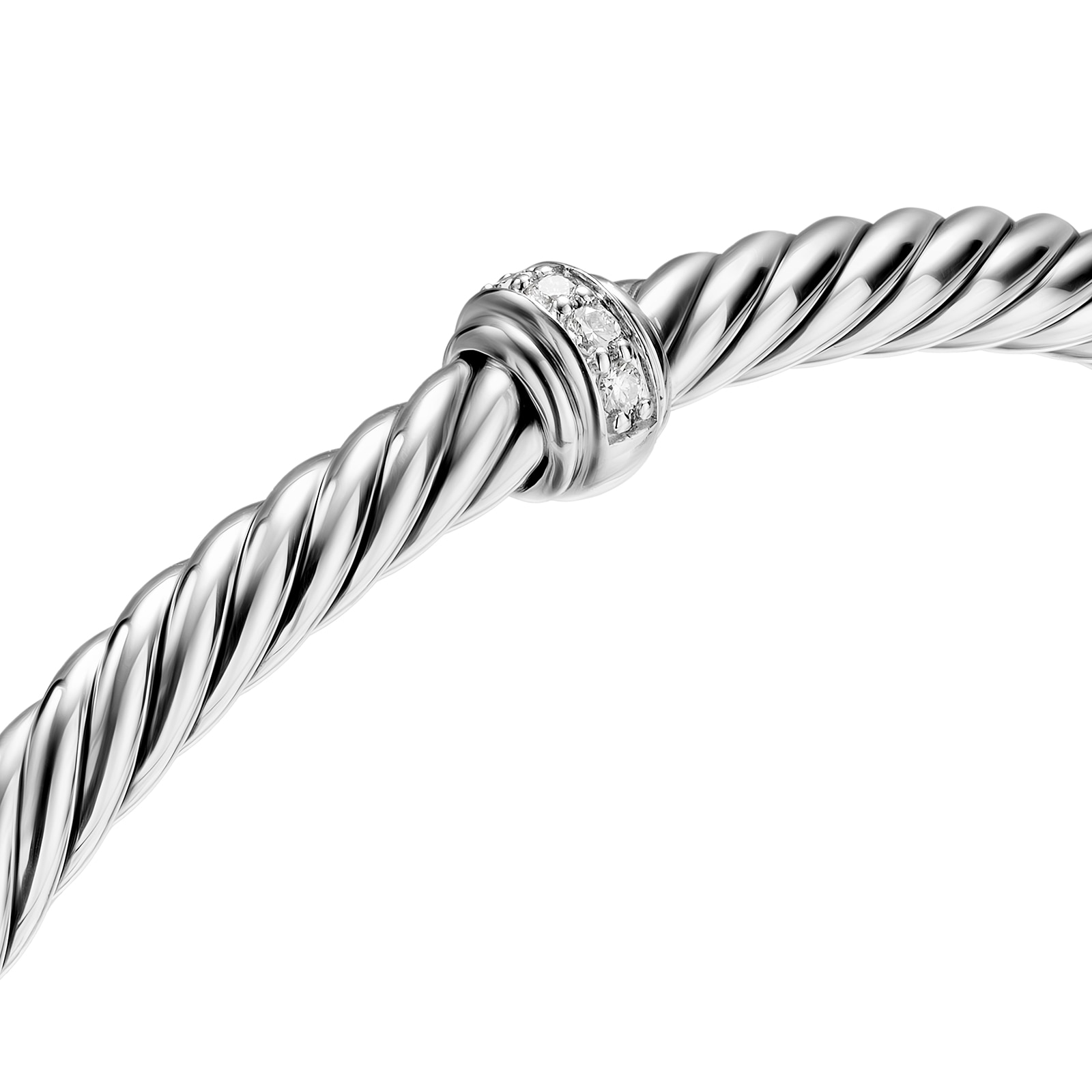 David Yurman The Cable Collection® Cable Flex Centre Station Bracelet In Sterling Silver With Diamonds, 4mm