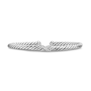 David Yurman The Cable Collection® Cable Flex Centre Station X Bracelet In Sterling Silver With Diamonds, 4mm