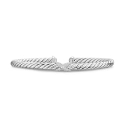 37360312 - The Cable Collection® Cable Flex Centre Station X Bracelet In Sterling Silver With Diamonds, 4mm