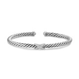 David Yurman The Cable Collection® Cable Flex Centre Station X Bracelet In Sterling Silver With Diamonds, 4mm - Size Small