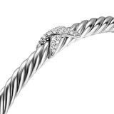 David Yurman The Cable Collection® Cable Flex Centre Station X Bracelet In Sterling Silver With Diamonds, 4mm - Size Small