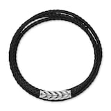 David Yurman Chevron Triple Wrap Bracelet in Black Leather and Sterling Silver, 3mm