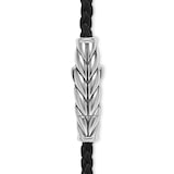 David Yurman Chevron Triple Wrap Bracelet in Black Leather and Sterling Silver, 3mm