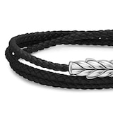 David Yurman Chevron Triple Wrap Bracelet in Black Leather and Sterling Silver, 3mm