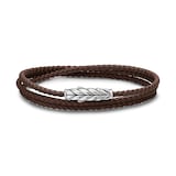 David Yurman Chevron Triple Wrap Bracelet in Brown Leather and Sterling Silver, 3mm