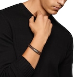 David Yurman Chevron Triple Wrap Bracelet in Brown Leather and Sterling Silver, 3mm
