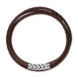 David Yurman Chevron Triple Wrap Bracelet in Brown Leather and Sterling Silver, 3mm
