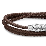David Yurman Chevron Triple Wrap Bracelet in Brown Leather and Sterling Silver, 3mm