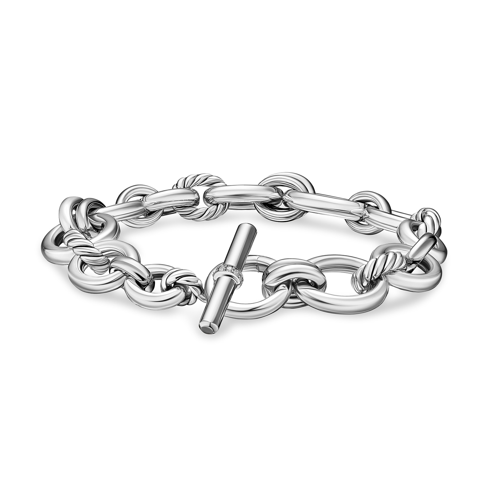 DY Mercer™ Chain Bracelet In Sterling Silver With Diamonds, 8mm - Size Medium