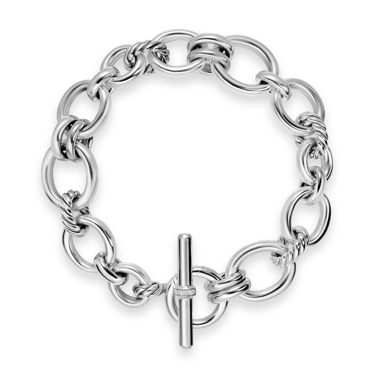 David Yurman DY Mercer™ Chain Bracelet In Sterling Silver With Diamonds, 8mm