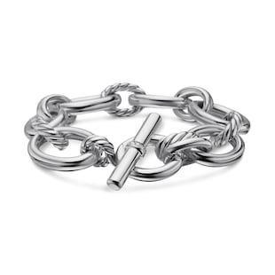 David Yurman DY Mercer™ Chain Bracelet in Sterling Silver with Diamonds, 25mm - Size Large