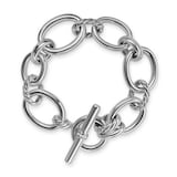 David Yurman DY Mercer™ Chain Bracelet in Sterling Silver with Diamonds, 25mm - Size Large