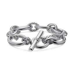 37360324 - DY Mercer™ Chain Bracelet in Sterling Silver with Diamonds, 25mm - Size Medium