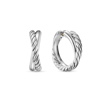 David Yurman Crossover Hoop Earrings In Sterling Silver, 22.3mm