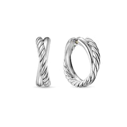 37360327 - Crossover Hoop Earrings In Sterling Silver, 22.3mm