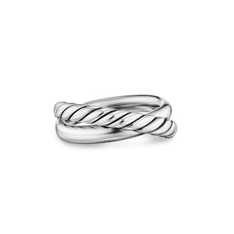 David Yurman Crossover Two Row Ring In Sterling Silver, 7.4mm - Ring Size 6