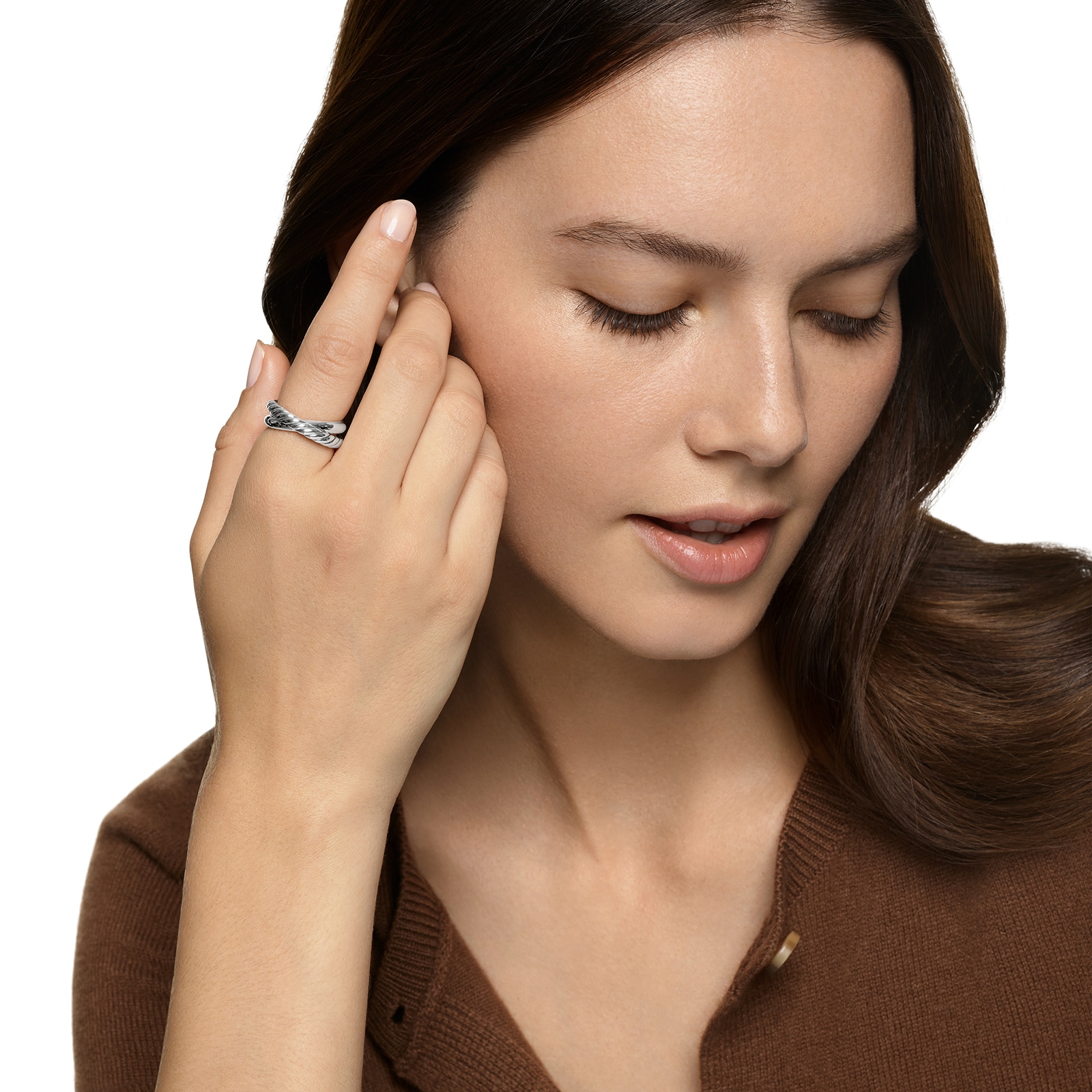 David Yurman Crossover Two Row Ring In Sterling Silver, 7.4mm - Ring Size 6 David Yurman Crossover Two Row Ring In Sterling Silver, 7.4mm - Ring Size 6