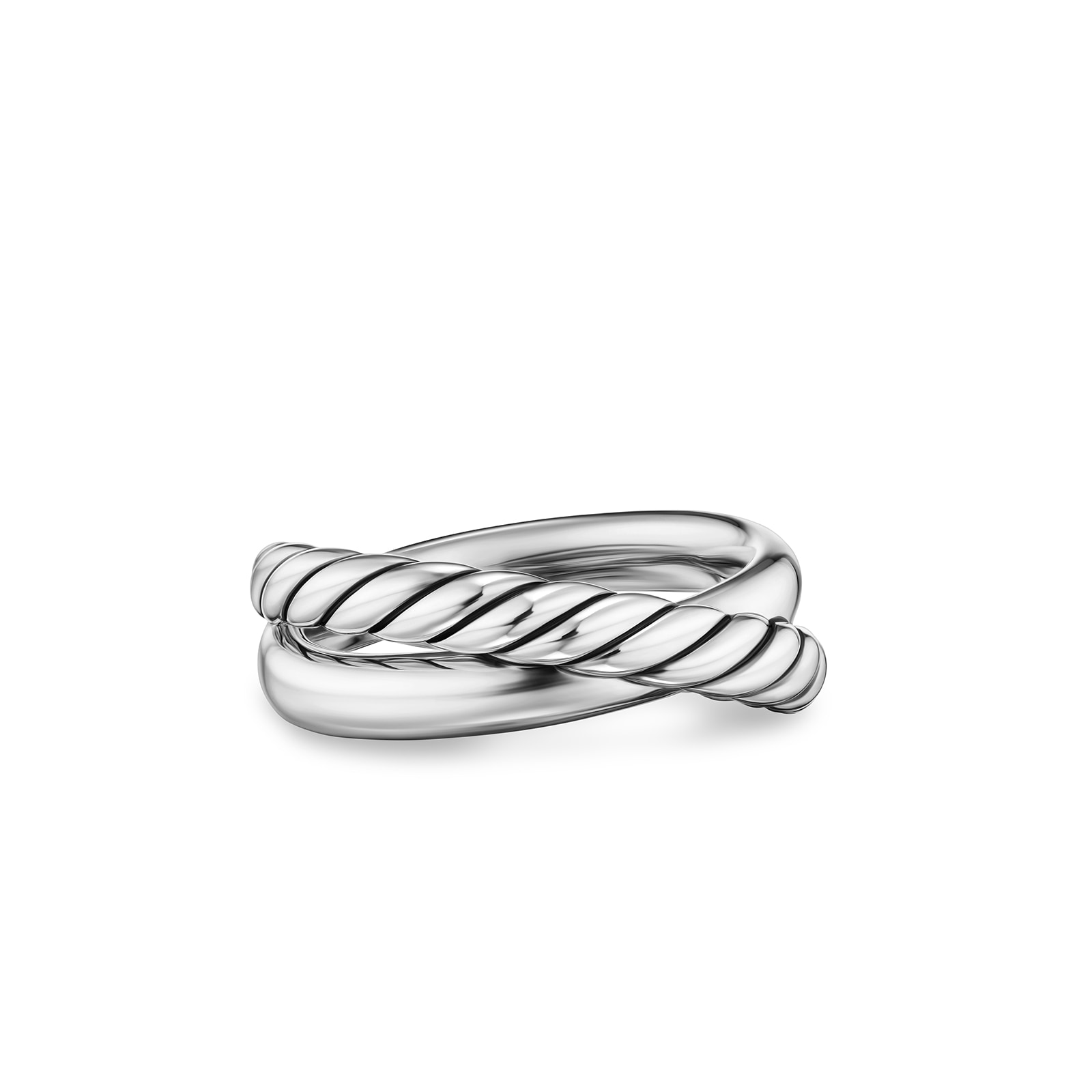 David Yurman Crossover Two Row Ring In Sterling Silver, 7.4mm - Ring Size 7 David Yurman Crossover Two Row Ring In Sterling Silver, 7.4mm - Ring Size 7