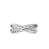 David Yurman Crossover Two Row Ring In Sterling Silver, 7.4mm - Ring Size 7