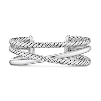 David Yurman Bold Crossover Three Row Cuff Bracelet In Sterling Silver, 19mm - Size Small David Yurman Bold Crossover Three Row Cuff Bracelet In Sterling Silver, 19mm - Size Small