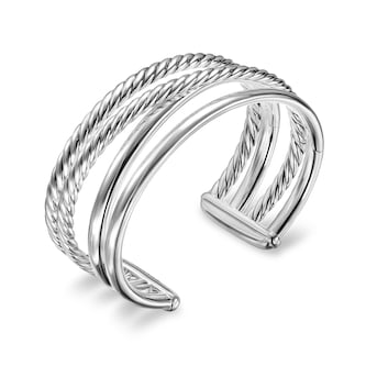 David Yurman Crossover Five Row Cuff Bracelet In Sterling Silver, 24.4mm - Size Medium