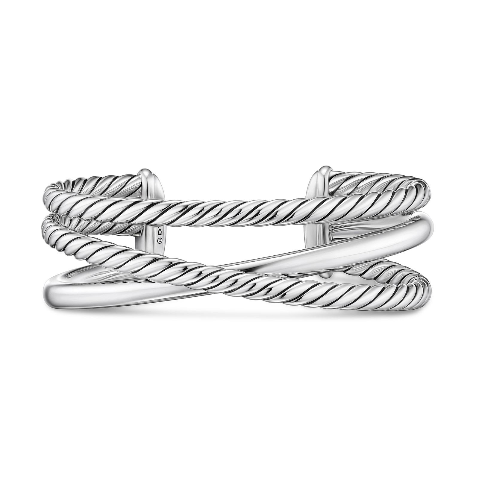 David Yurman Bold Crossover Three Row Cuff Bracelet In Sterling Silver, 19mm - Size Large