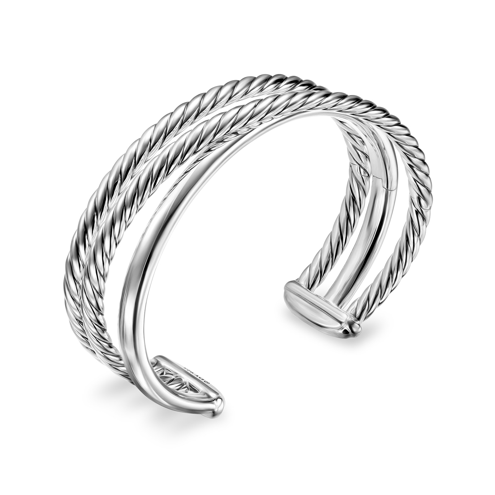 David Yurman Bold Crossover Three Row Cuff Bracelet In Sterling Silver, 19mm - Size Medium