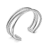 David Yurman Bold Crossover Three Row Cuff Bracelet In Sterling Silver, 19mm - Size Medium