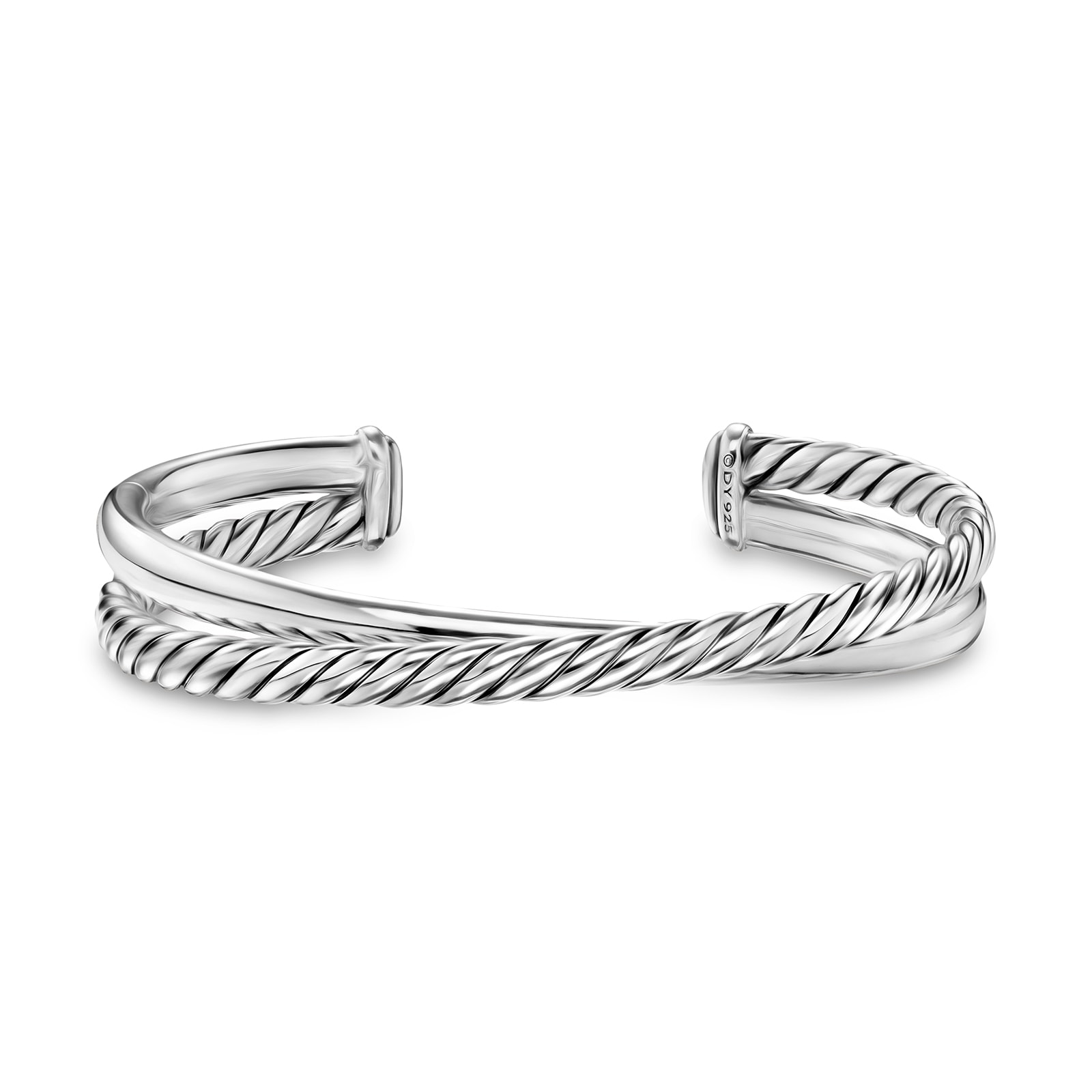 David Yurman Crossover Two Row Cuff Bracelet In Sterling Silver, 10.7mm - Size Medium