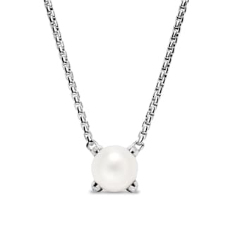 David Yurman Pearl Classics Necklace In Sterling Silver With Diamonds, 6.5mm