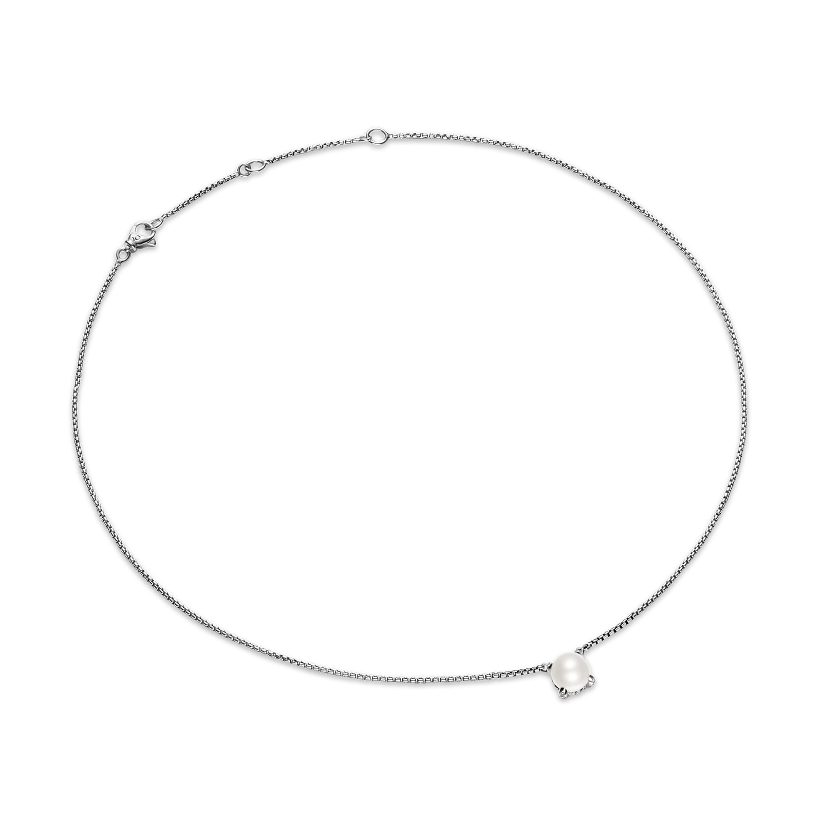 David Yurman Pearl Classics Necklace In Sterling Silver With Diamonds, 6.5mm