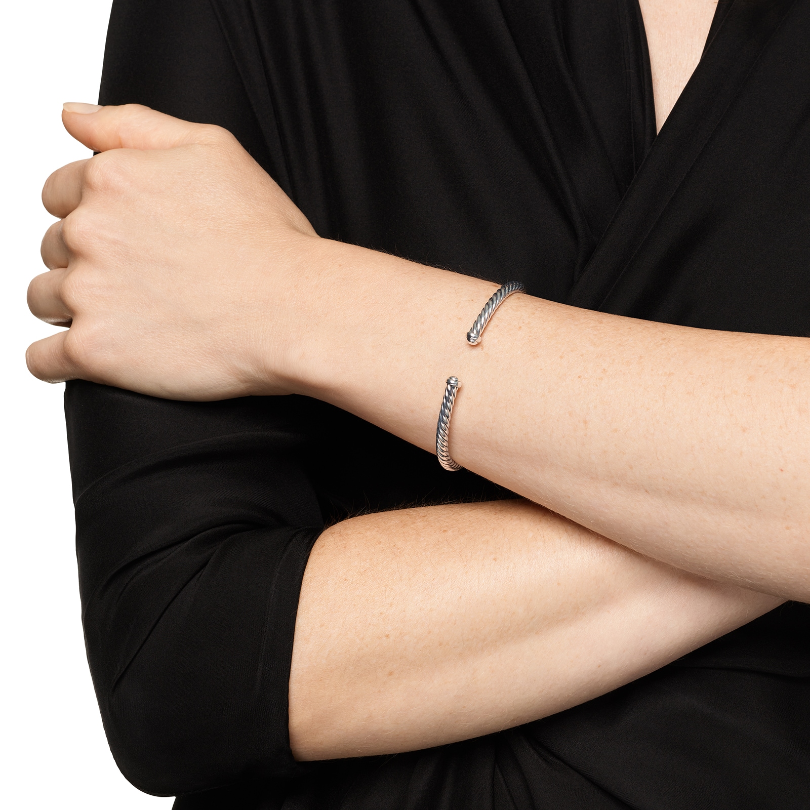 David Yurman Cable Flex Bracelet In Sterling Silver, 4mm  - Size Medium