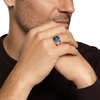 David Yurman Streamline Signet Ring In Sterling Silver With Pietersite, 14mm - Ring Size 9