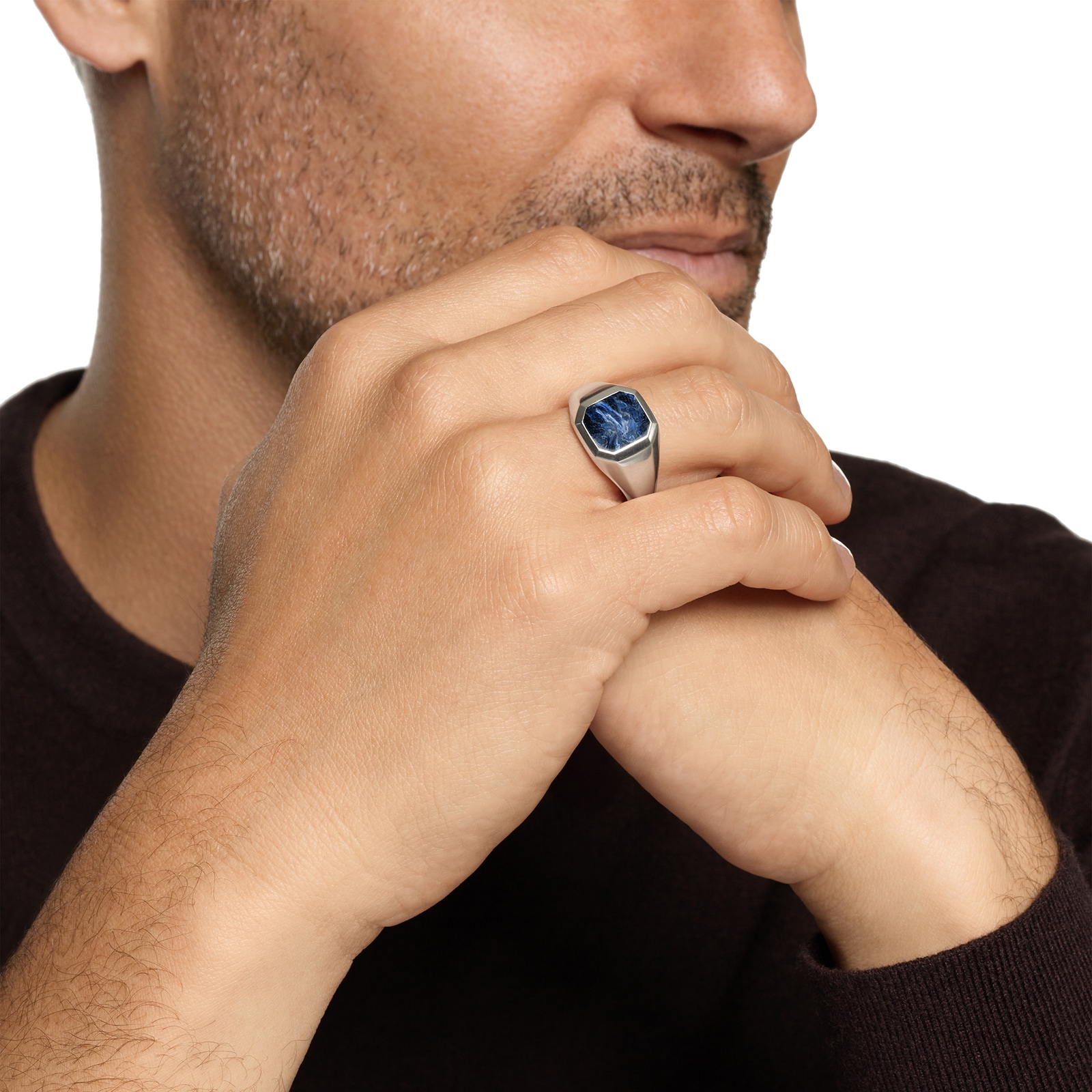 David Yurman Streamline Signet Ring In Sterling Silver With Pietersite, 14mm - Ring Size 10 David Yurman Streamline Signet Ring In Sterling Silver With Pietersite, 14mm - Ring Size 10