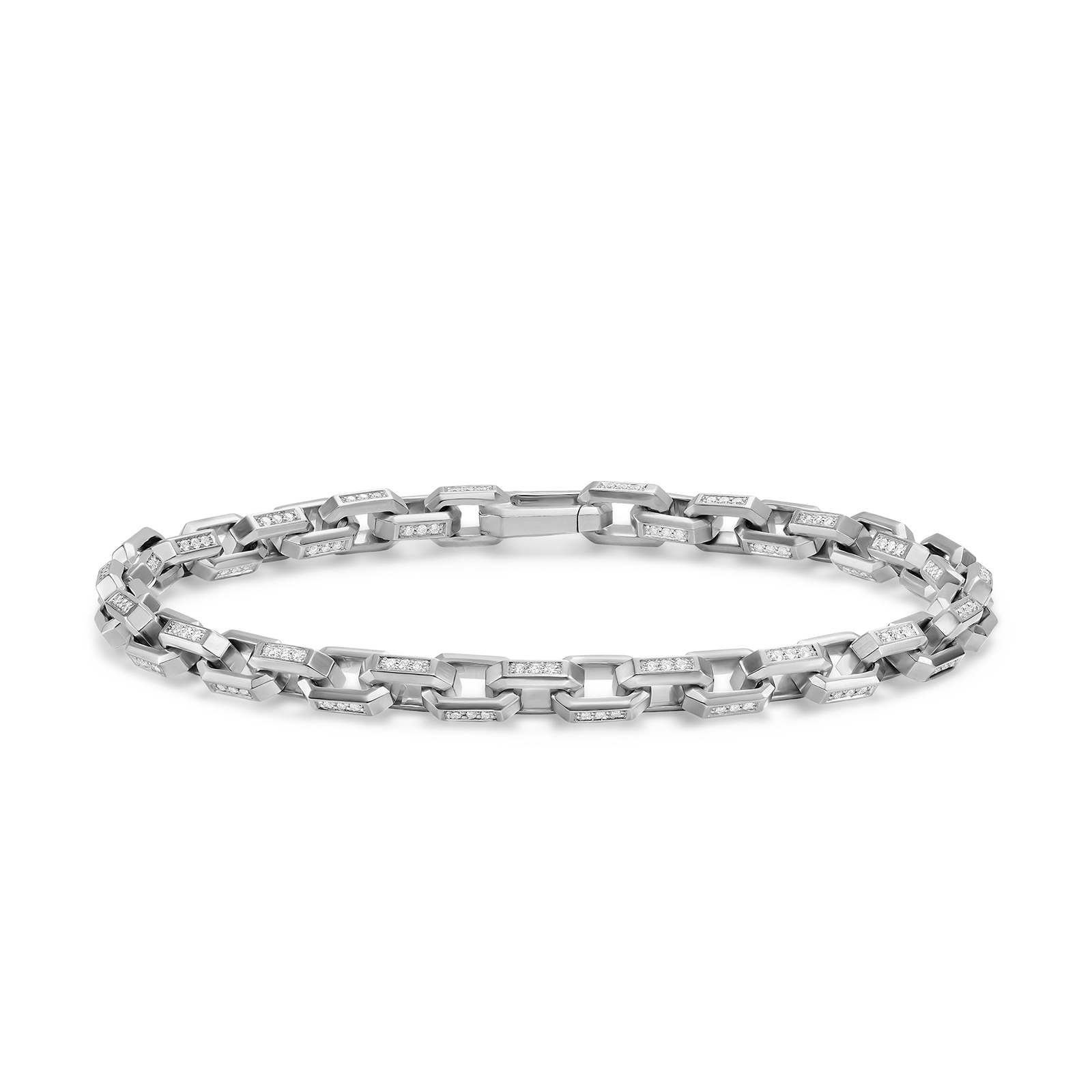 David Yurman Streamline Link Bracelet In Sterling Silver With Diamonds, 5.5mm - Size Medium