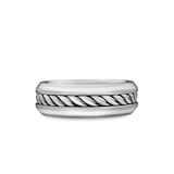 David Yurman Cable Inset Band Ring in Sterling Silver, 8mm