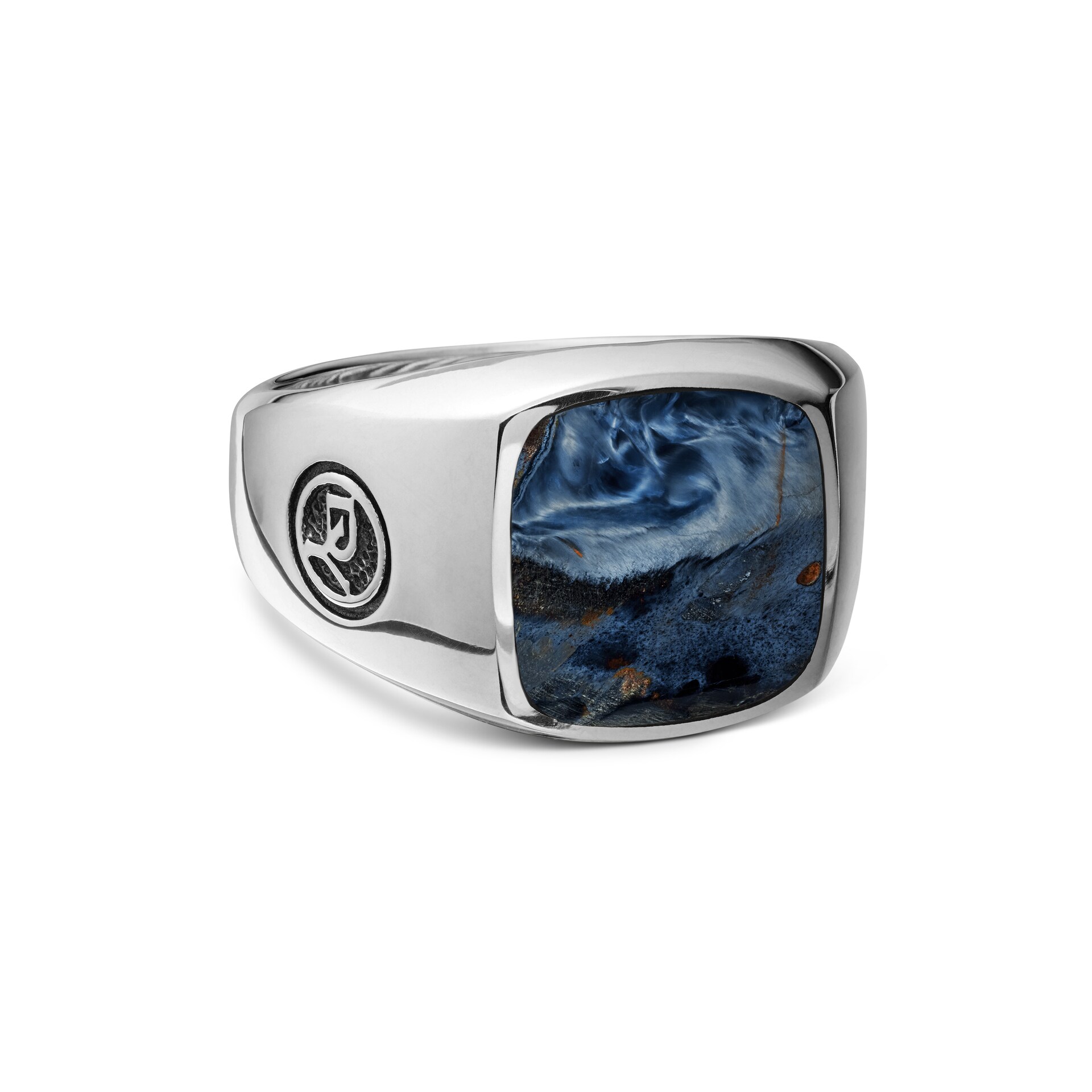 David Yurman Exotic Stone Signet Ring in Sterling Silver with Pietersite, 14mm