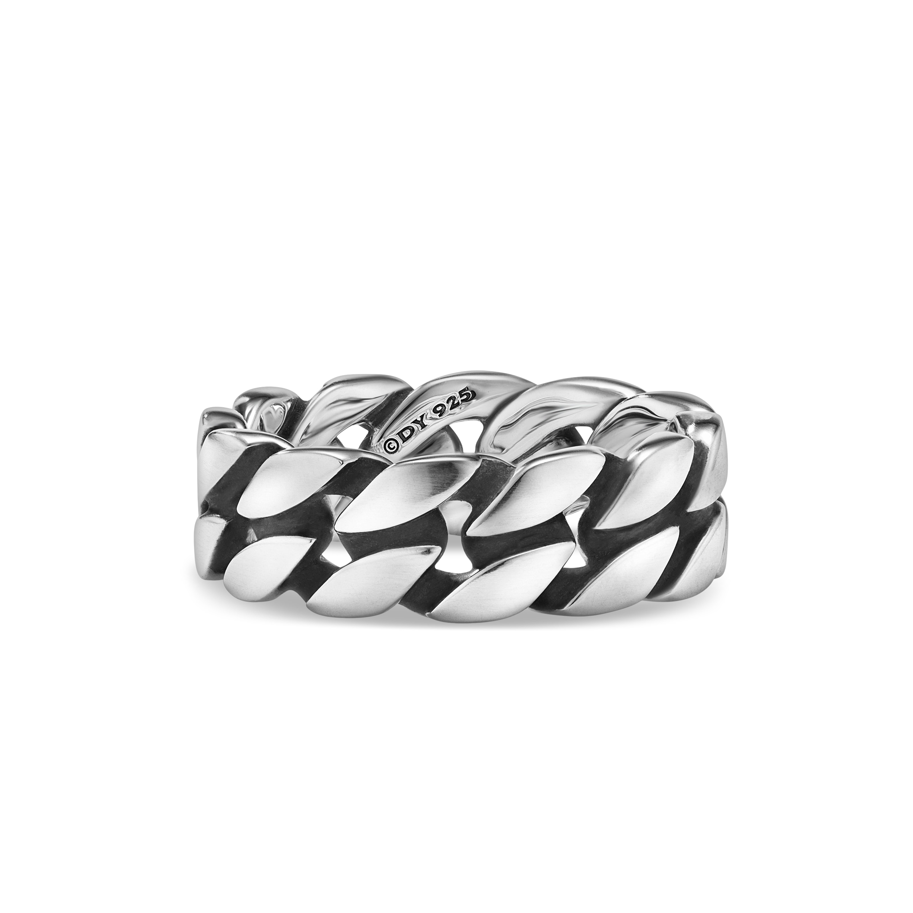 Curb Chain Band Ring in Sterling Silver, 8mm - Ring Size T.5