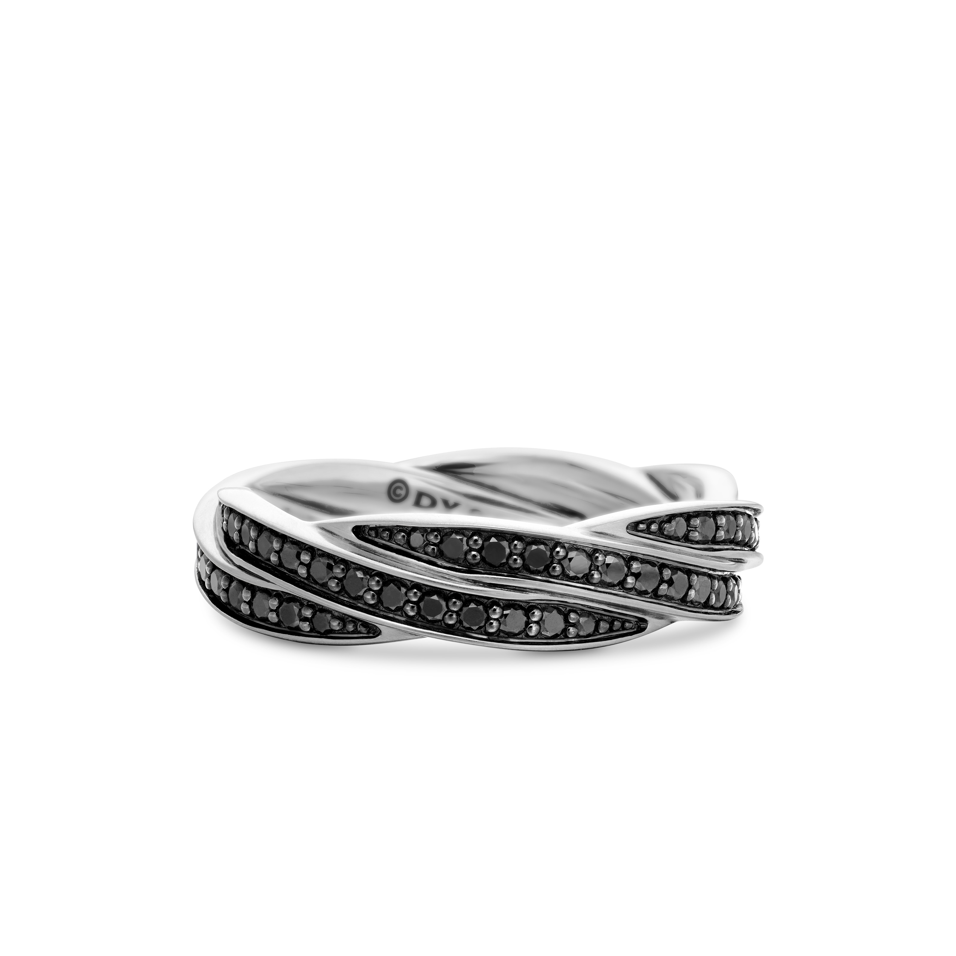 DY Helios™ Band Ring in Sterling Silver with Black Diamonds, 6mm - Ring Size T.5