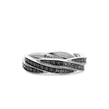 David Yurman DY Helios™ Band Ring in Sterling Silver with Black Diamonds, 6mm