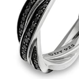 David Yurman DY Helios™ Band Ring in Sterling Silver with Black Diamonds, 6mm
