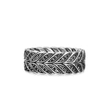 David Yurman Chevron Band Ring In Sterling Silver With Black Diamonds, 9mm