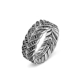 David Yurman Chevron Band Ring In Sterling Silver With Black Diamonds, 9mm