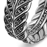 David Yurman Chevron Band Ring In Sterling Silver With Black Diamonds, 9mm